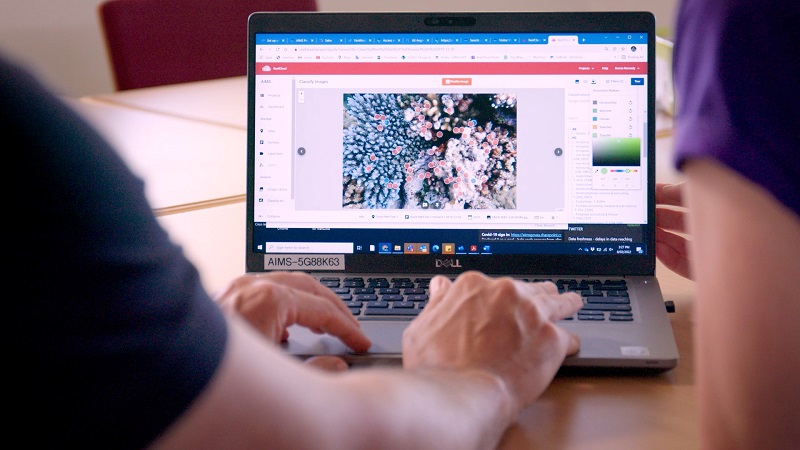 ReefCloud platform screenshot on a computer screen