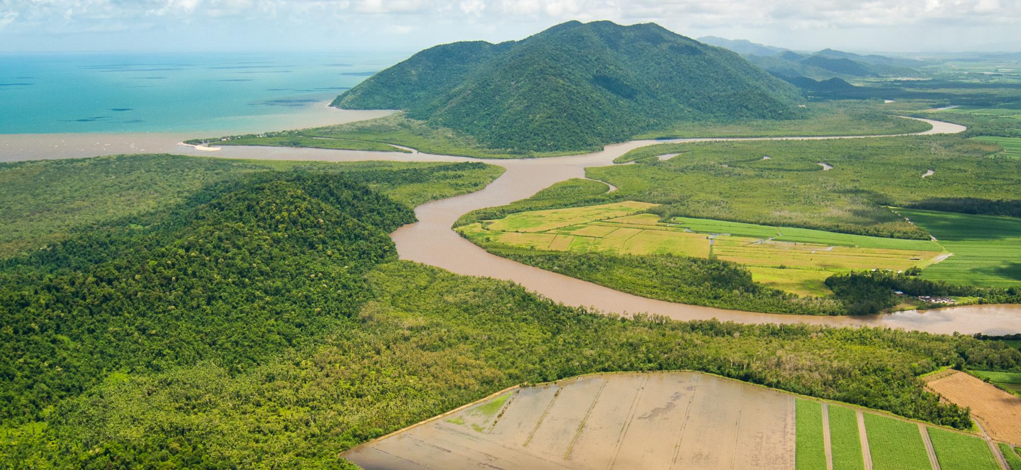 An aerial of flooded rivers