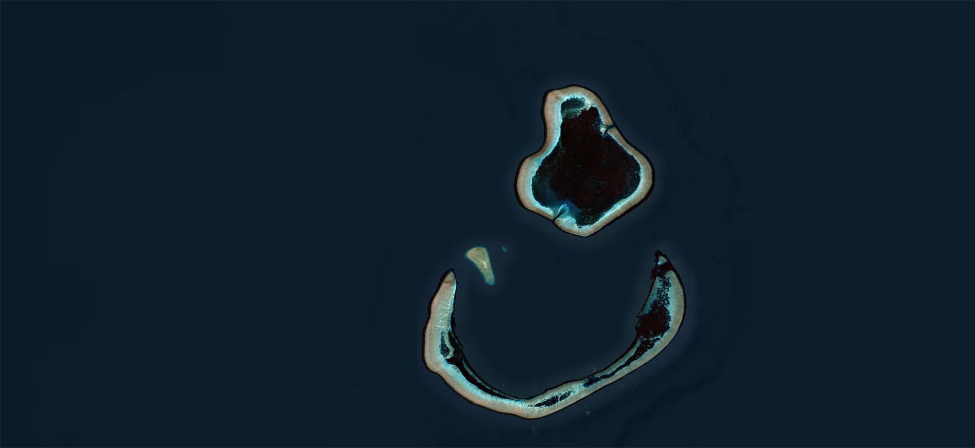 A satellite image of Scott Reef off Western Australia