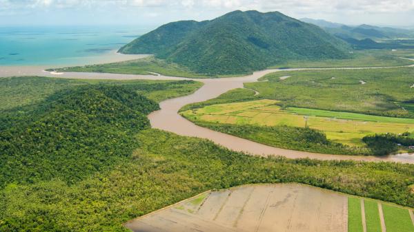 An aerial of flooded rivers