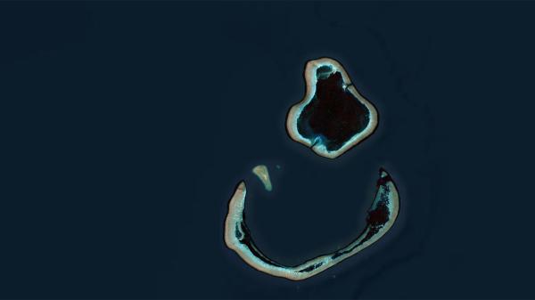 A satellite image of Scott Reef off Western Australia